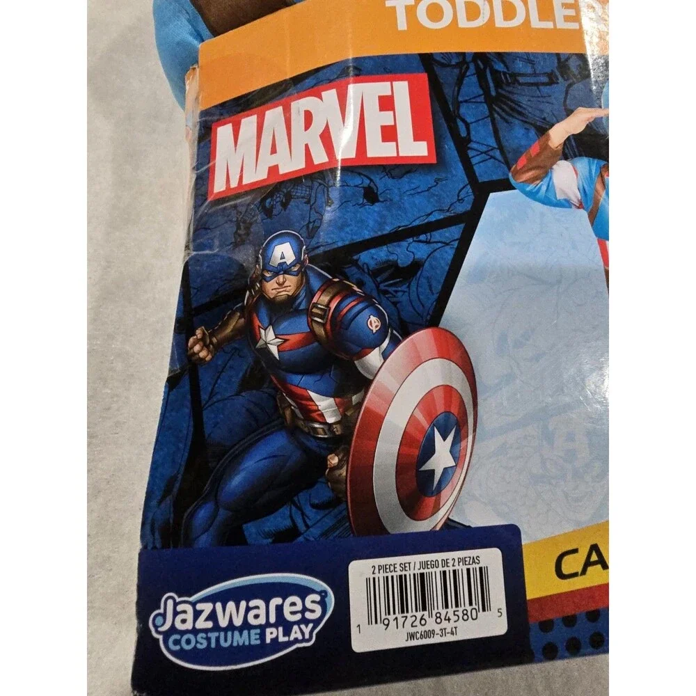 NEW - Captain America Marvel Toddler Halloween Dress Up Costume Size 3T 4T